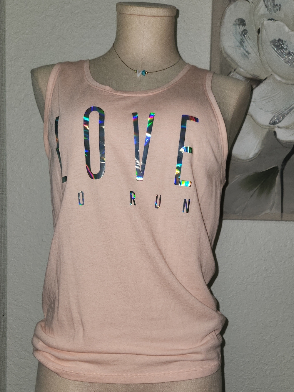 Victoria's Secret Light Pink Holographic LOVE Tank